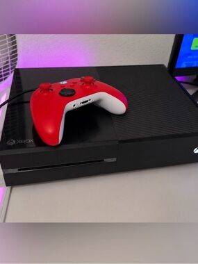 One Console with Red & White Wireless Controller